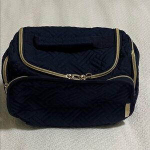 Bagsmart Quilted Navy Travel Bag with Gold Zippers